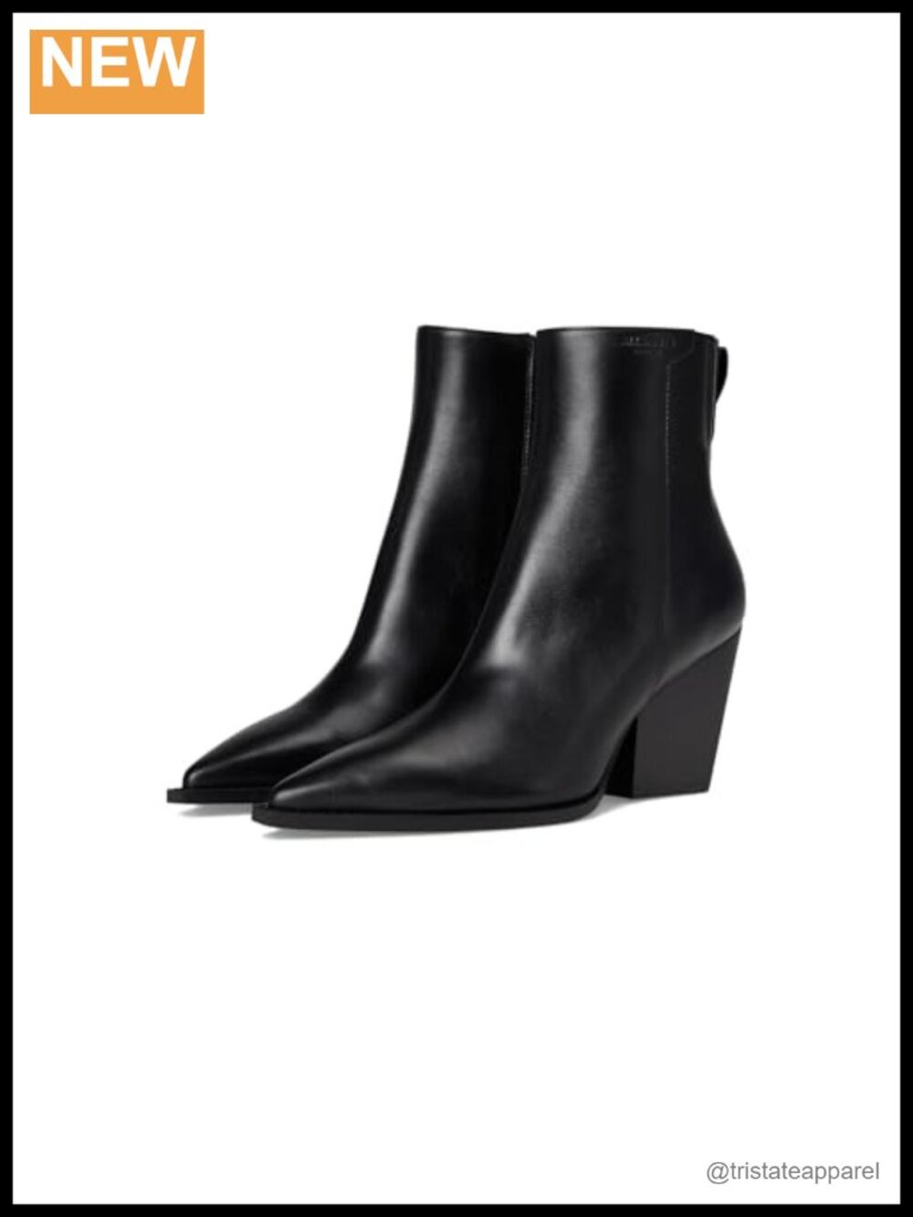 Women's Leather Ankle Boots Block Heel Zip